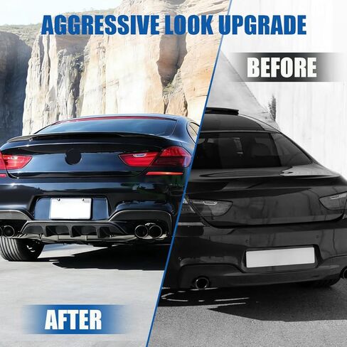 شفة الناشر الخلفي باللون الأسود اللامع متوافقة مع 2012-2018 BMW F06 F12 F13 640i 650i M-Sport Style ABS البلاستيك الخلفي المصد السفلي للشفاه in Kuwait