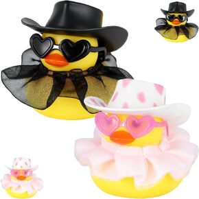 Mini Rubber Duck with Cowboy Hat Set (Includes Mini Hat, Mosaic Glasses, Gold Necklace, Beer Mug, and Beer Bottle), with Tape for Car Decor,Car Ducks Ornaments (Yellow Duck) in Saudi Arabia