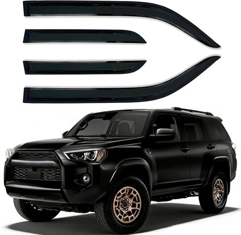 مجموعة حاجب النافذة الجانبية مكونة من 6 قطع لسيارة Toyota Highlander 2020 2021 2022 2023 2024 2025 عاكس حماية آمن للمطر خارج القناة منحرف النافذة (لهايلاندر 20-25 6 ​​قطع) in Saudi Arabia