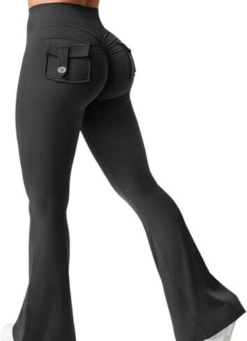 Flare Leggings with Pockets for Women Scrunch Workout Leggings Butt Lifting Gym Yoga Pants in Saudi Arabia