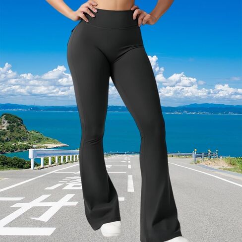 Flare Leggings with Pockets for Women Scrunch Workout Leggings Butt Lifting Gym Yoga Pants in Saudi Arabia