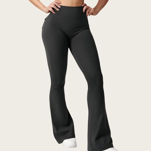 Flare Leggings with Pockets for Women Scrunch Workout Leggings Butt Lifting Gym Yoga Pants in Saudi Arabia