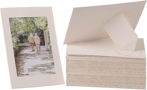 Litpoetic 50 Pack Standing Paper Picture Frames 4x6,Cardboard Photo Frame with Easel,Paper Photo Frame Cards,Gallery Frames Bulk For Christmas New Year Birthday Classroom DIY Craft,White in Kuwait