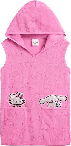 Hello Kitty Girls Loop Terry Cloth غطاء للسباحة بعامل حماية من الأشعة فوق البنفسجية 50+ مقاسات الأطفال الصغار إلى الأطفال الكبار (5-6 - 14-16) in Kuwait
