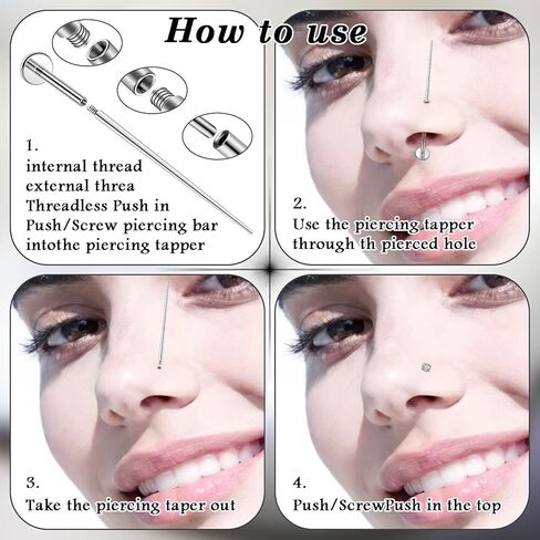 Msndnkwo 316L الفولاذ الجراحي ميدوسا ثقب المجوهرات | 16G خيط داخلي مسطح الظهر ترصيع Labret | مجموعة أقراط مونرو ليب تراغوس هيليكس الغضروفية | 6 مللي متر-12 مللي متر + قمم تشيكوسلوفاكيا in Kuwait