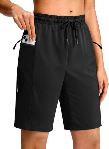 G Gradual Women's Hiking Shorts 2 Zipper Pockets Quick Dry Lightweigh 9" Bermuda Cargo Shorts Water Resistant Athletic Golf in Saudi Arabia