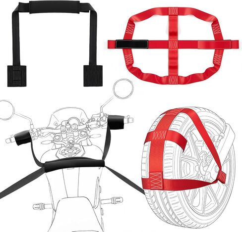Outus Universal Motorcycle Transport Tie Down Straps Set Include Handlebar Straps for 32" Handlebars and Adjustable Motorcycle Rear Wheel Tie Down Strap for Mopeds, Scooters(Red) in Saudi Arabia