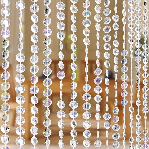 Boshen 45 Strands Acrylic Crystal Beaded Curtain, 35.5" x 79" Hanging Wave Pattern Doorway Decor, Room Divider for Windows Bedroom Balcony(White) in Kuwait