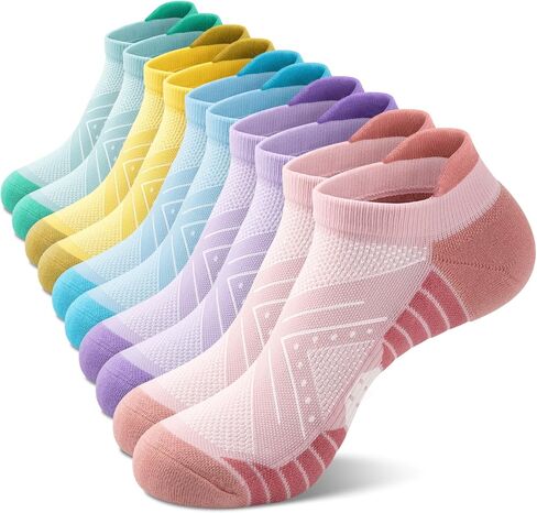 Ludaro 5 Pairs Womens Ankle Running Socks, Athletic Cushioned Tab Cotton Arch Support Crew Moisture Wicking Socks for Sport in Saudi Arabia