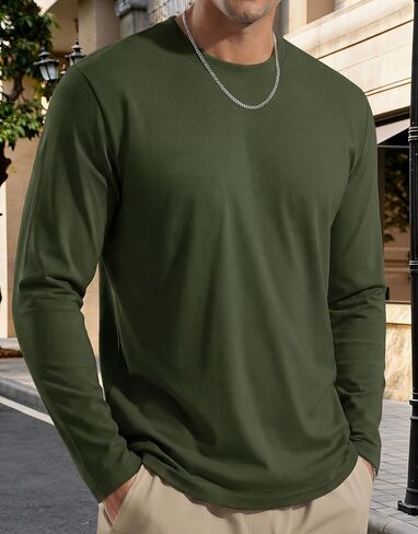 Men’s Long Sleeve T-Shirts Lightweight Moisture Wicking Classic Basic Plain Soft Shirts in Saudi Arabia