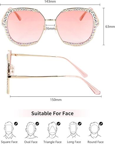 نظارات شمسية دائرية من Naimo للنساء بإطار معدني من حجر الراين اللامع UV400 بعدسات دائرية ملونة in Kuwait