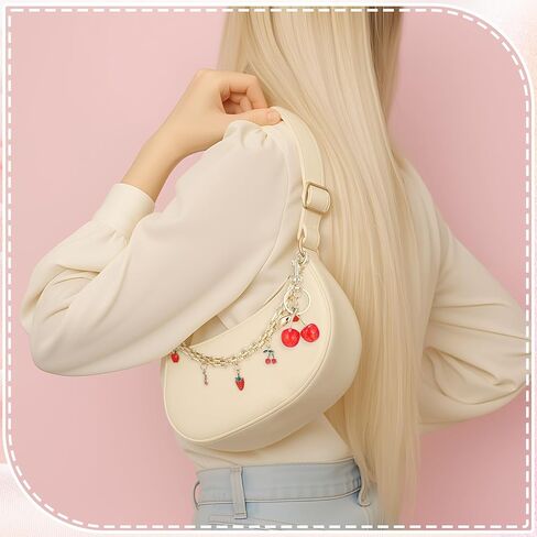 Ovveroche Cherry Bag Charms 6-Pack, Cute Strawberry Purse Chains Bag Extender Chain Fruit Charm Keychain for Tote Handbags in Saudi Arabia
