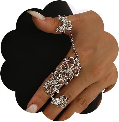 سوار ذهبي سلسلة يد للنساء سلسلة يد أنيقة مجموعة أساور ربط سلسلة إصبع قابلة للتعديل in Kuwait