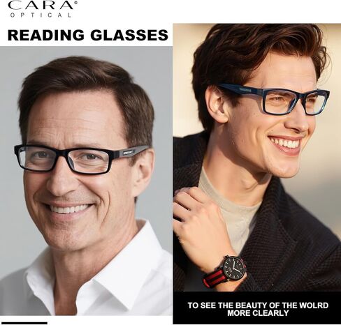 CARA Premium 2-Pack Men's Progressive Multifocus Reading Glasses, Adjustable Temple Tips Aluminum Spring Hinge Multifocal Readers, Blue Light/UV Protection Lightweight TR90, +2.5 in Saudi Arabia