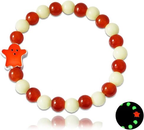Halloween Glow Ghost Beaded Bracelet for Women Cute Ghost Fluorescent Bracelets Glow in The Dark Goth Gothic Halloween Jewelry Accessories in Saudi Arabia