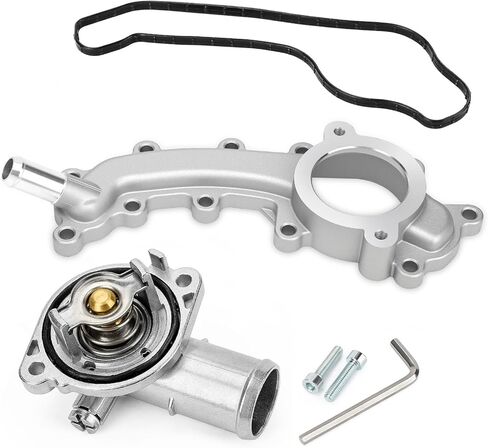 Aluminium Engine Coolant Crossover Water Outlet Pipe and Thermostat & Housing Assembly for Chrysler 200 Jeep Cherokee Dodge Avenger Journey Ram 1500 - Replaces 5184653AF 902-3102HP 902-3036 in Saudi Arabia