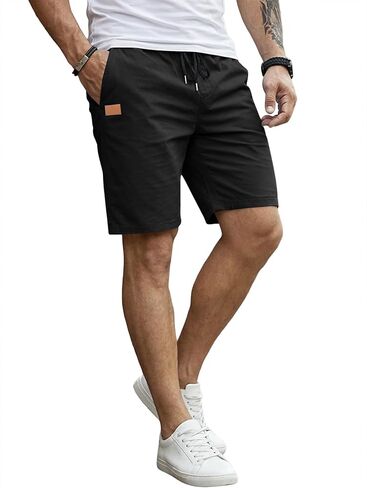 Mens Casual Cotton Shorts Drawstring Elastic Waist Summer Golf Pants Stretch Twill Beach Chino Shorts in Saudi Arabia