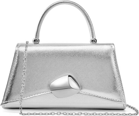 Women's Evening Handbag PU Leather Top Handle Clutch Purse with Gold Metal Clasp for Party Prom Wedding Cocktail in Saudi Arabia