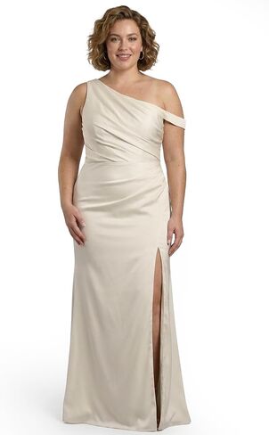 فستان David's Bridal غير متماثل مكشوف الكتفين من الساتان غير اللامع in Saudi Arabia