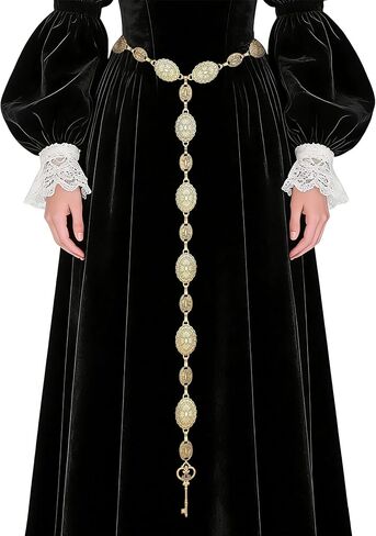 حزام سلسلة العصور الوسطى للنساء - أحزمة فضية من Renfaire Gothic Witch للفساتين in Kuwait