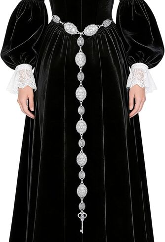 حزام سلسلة العصور الوسطى للنساء - أحزمة فضية من Renfaire Gothic Witch للفساتين in Kuwait