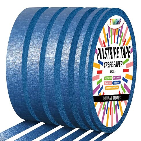 6 Rolls Pinstripe Tape Fine Line Masking Tape 1/16", 1/8", 1/4", 3/8",1/2", 3/4" - Thin Painters Automotive Paper Tape for DIY, Car, Auto, Paint, Art, Tumblers, Pottery, Model Building, Wall in Kuwait