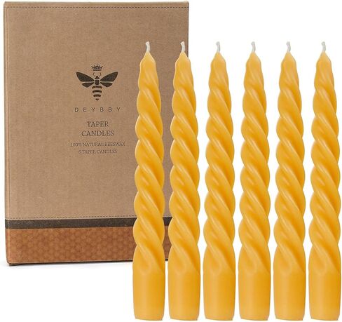 DEYBBY 7 inch Spiral Beeswax Candles Set of 4 - Dripless and Smokless Twisted Pure Bees Wax Candle for Home Decor & Gift Any Occasions in Saudi Arabia
