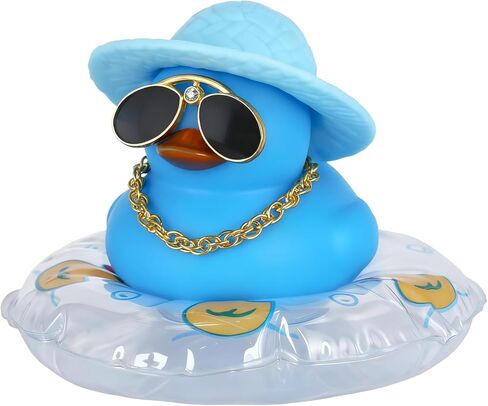 BOZILY Jeeps Duck Car Decor Rubber Duck, with Heart Crown, Necklace, Sunglasses & Adhesive Tapes for Car Dashboard, Office in Saudi Arabia