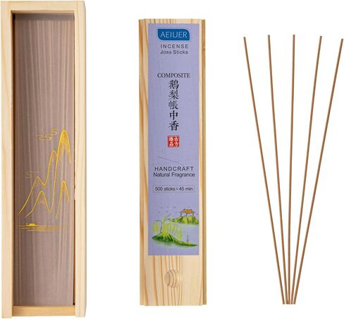AEIUER Asian Fine Fragrance,8" Joss Sticks Incense,500 Pieces *45mins,Sandalwood Insence Sticks,Subtle Nature Inscents Fragrances in Saudi Arabia