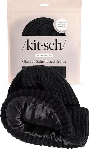 قبعة صغيرة مبطنة بالساتان من Kitsch Glazey™ للرجال والنساء - قبعات شتوية مريحة للرجال - قبعة أنيقة مضادة للتجعد لجميع أنواع الشعر - أحمر الخدود in Kuwait