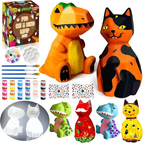 FUNZBO Paint Your Own Cat Lamp - Arts and Crafts for Kids Ages 8-12, Art Supplies Painting Kits, Toys Gifts for Girls Boys Teens Adults Age 3+ Years Old in Saudi Arabia