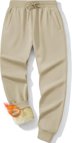 MAGCOMSEN Men's Winter Fleece Lined Pants Sherpa Sweatpants Thermal Warm Heavyweight Joggers Active Pants with 3 Pockets in Saudi Arabia
