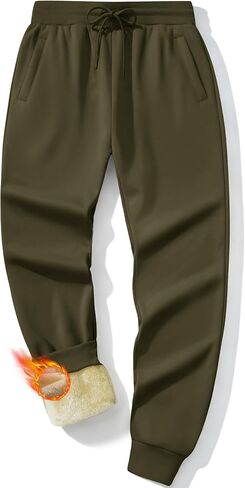 MAGCOMSEN Men's Winter Fleece Lined Pants Sherpa Sweatpants Thermal Warm Heavyweight Joggers Active Pants with 3 Pockets in Saudi Arabia