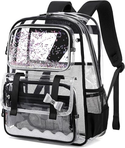 Clear Backpack for Girls,Transparent Backpack See Through Backpacks Stadium Event,Heavy Duty Clear Bookbag for School Pink in Kuwait