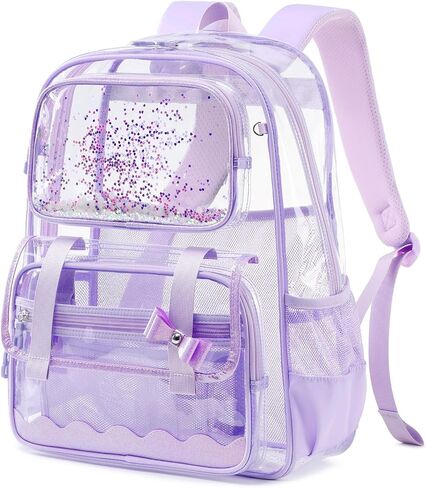 Clear Backpack for Girls,Transparent Backpack See Through Backpacks Stadium Event,Heavy Duty Clear Bookbag for School Pink in Kuwait