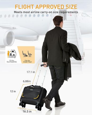 Rolling Laptop Bag - Rolling Briefcase with 4 Spinner Wheels, 17.3 Inch 1680D Nylon Water Resistant Computer Bag for Men and Women Work Travel, Black in Saudi Arabia