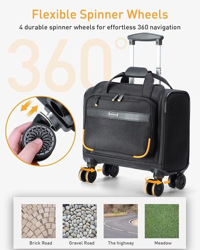 Rolling Laptop Bag - Rolling Briefcase with 4 Spinner Wheels, 17.3 Inch 1680D Nylon Water Resistant Computer Bag for Men and Women Work Travel, Black in Saudi Arabia