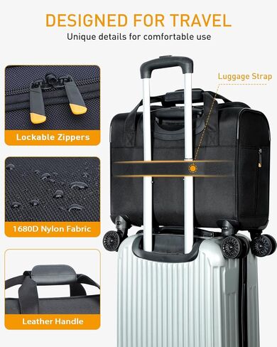 Rolling Laptop Bag - Rolling Briefcase with 4 Spinner Wheels, 17.3 Inch 1680D Nylon Water Resistant Computer Bag for Men and Women Work Travel, Black in Saudi Arabia