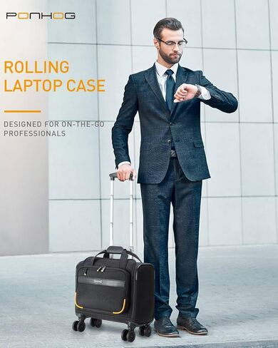 Rolling Laptop Bag - Rolling Briefcase with 4 Spinner Wheels, 17.3 Inch 1680D Nylon Water Resistant Computer Bag for Men and Women Work Travel, Black in Saudi Arabia