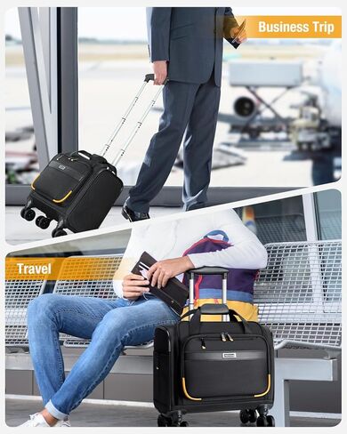 Rolling Laptop Bag - Rolling Briefcase with 4 Spinner Wheels, 17.3 Inch 1680D Nylon Water Resistant Computer Bag for Men and Women Work Travel, Black in Saudi Arabia