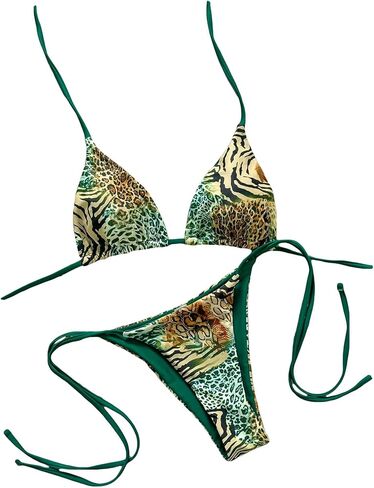 Women's Vintage Leopard Print Bathing Suit Halter Summer Swimsuit Bikini Set in Saudi Arabia