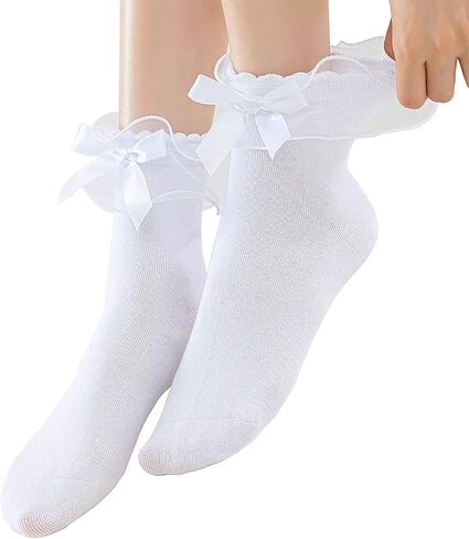 جوارب مكشكشة من الدانتيل للنساء جوارب الكاحل مع فيونكة in Kuwait