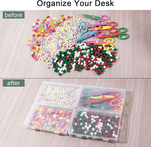 4 عبوات من صندوق بلاستيكي صغير من Ganydet، حاويات تخزين صندوق أقلام تلوين مستطيلة مع غطاء، حاويات تخزين شفافة صندوق حرفي لأشرطة خرز شريط واشي، متجمد، 8.66 بوصة × 5.12 بوصة × 2.28 بوصة in Kuwait