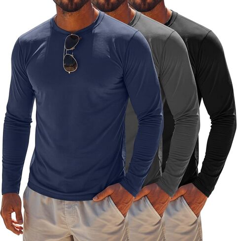 3 Pack Men’s Quick Dry Rash Guard Swim Shirts UV Sun Protection Long Sleeve Fishing Running Hiking Basic T Shirt in Saudi Arabia