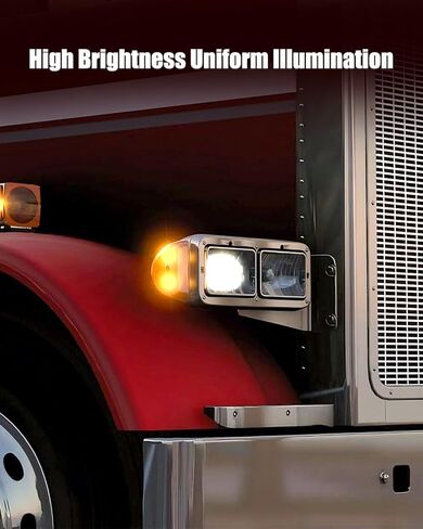 المصباح الأمامي 31 مؤشر إشارة الانعطاف LED للجري أضواء الحديقة العنبر، مناسب لـ Peterbilt 359 357 365 378 379، مصباح أمامي مثلث يسار ويمين عالمي، عدسات شفافة، قطعتان in Saudi Arabia
