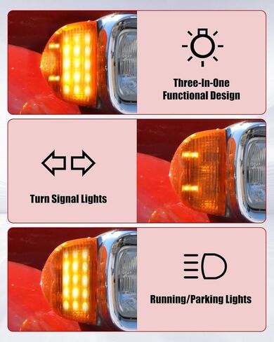 المصباح الأمامي 31 مؤشر إشارة الانعطاف LED للجري أضواء الحديقة العنبر، مناسب لـ Peterbilt 359 357 365 378 379، مصباح أمامي مثلث يسار ويمين عالمي، عدسات شفافة، قطعتان in Saudi Arabia