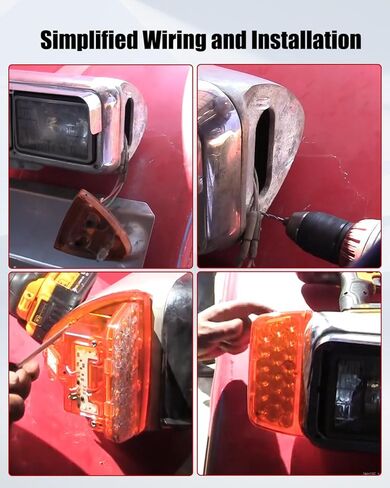 المصباح الأمامي 31 مؤشر إشارة الانعطاف LED للجري أضواء الحديقة العنبر، مناسب لـ Peterbilt 359 357 365 378 379، مصباح أمامي مثلث يسار ويمين عالمي، عدسات شفافة، قطعتان in Saudi Arabia