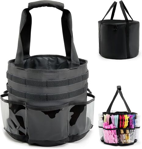حقيبة سفر لمصفف الشعر من بومهوبو، مع غطاء غبار، سعة كبيرة 11 لتر، تصميم داخلي مقاوم للحرارة، جيوب شفافة، أشرطة فيلكرو ذاتية الصنع، رباط علوي، منظم مستلزمات تنظيف الحمام/الحيوانات الأليفة in Kuwait
