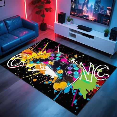 Gaming Rug for Room,3'x5' Cool Gamer Rugs with Non-Slip Backing,Game Room Carpet for Bedroom and Livingroom Decor in Saudi Arabia