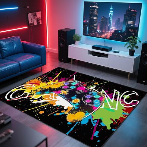 Gaming Rug for Room,3'x5' Cool Gamer Rugs with Non-Slip Backing,Game Room Carpet for Bedroom and Livingroom Decor in Saudi Arabia